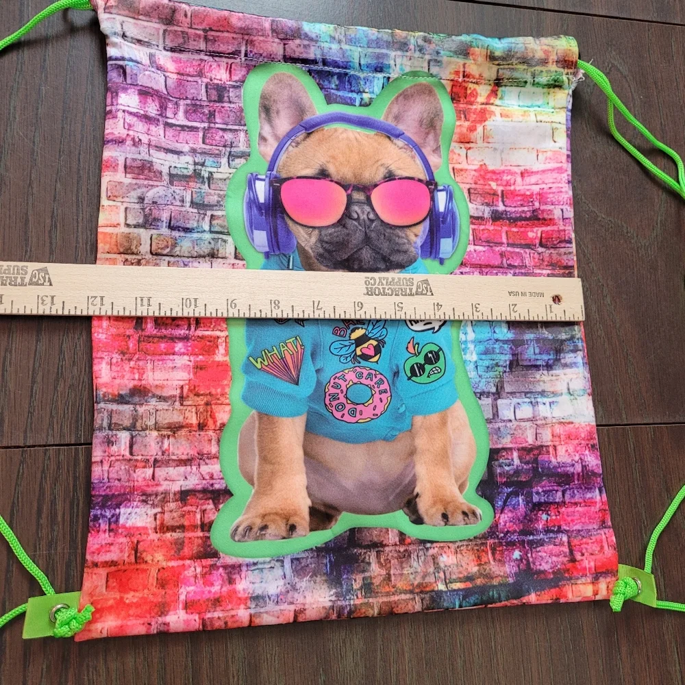 Drawstring Graffiti dog backpack